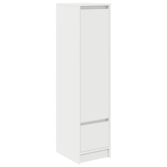 white highboard with a drawer and a cupboard door closed