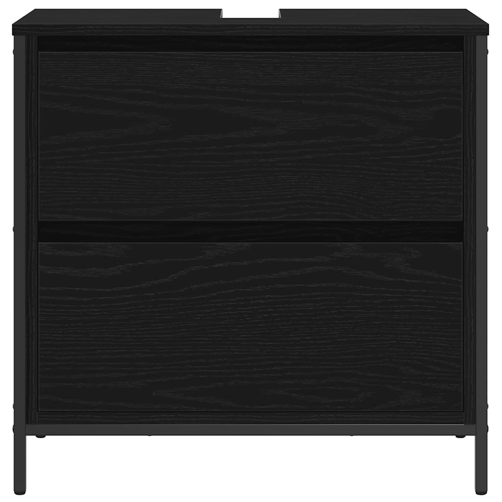 vidaXL Bathroom Basin Cabinet with Drawers Black Oak 60x34.5x60 cm 6