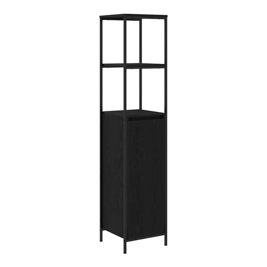 Bathroom Cabinet with Shelves 36x35x165 cm Black oak