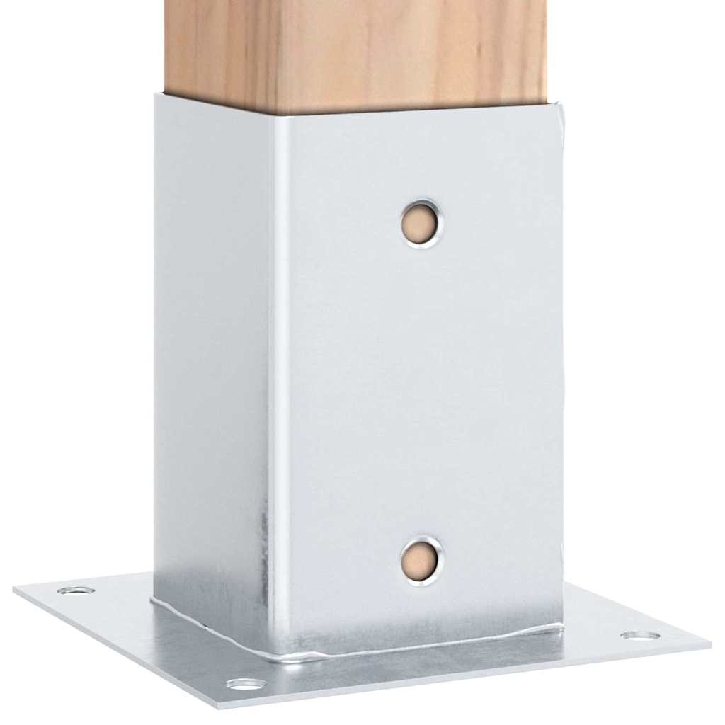 vidaXL Post Bases Square 12 pcs Silver 81x81 mm Galvanised Steel 6