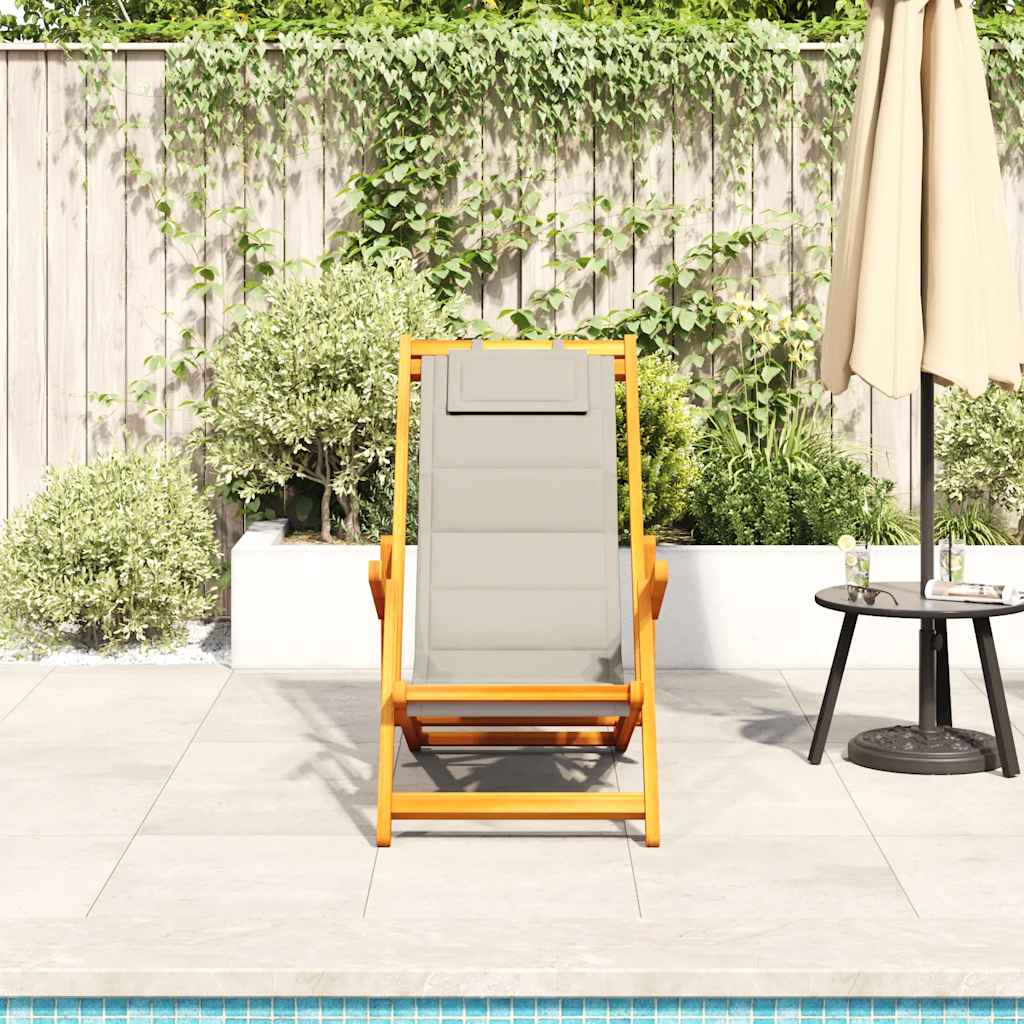 Beach Chair Brown Solid Acacia Wood Taupe