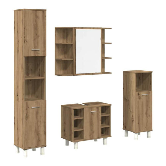 4 Piece Bathroom Furniture Set Engineered Wood Artisan oak
