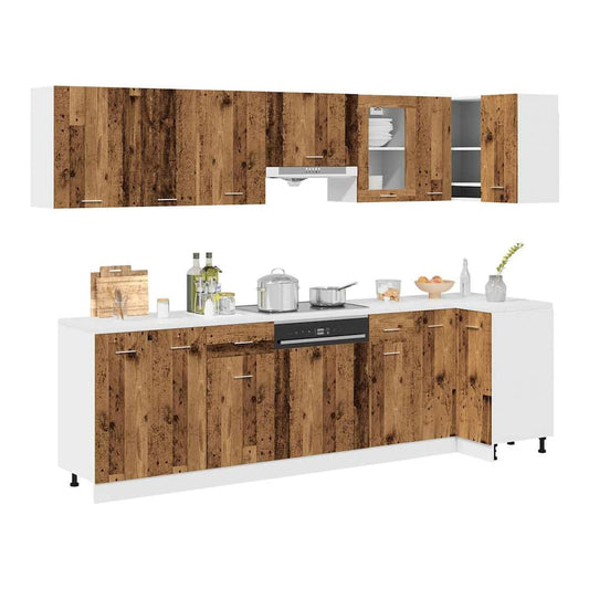 11 Piece Kitchen Cabinet Set Lyon" Engineered Wood Old wood