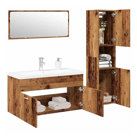 Bathroom Furniture Set Engineered Wood 90 x 38.5 x 46 cm Old wood