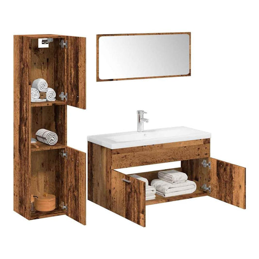 Bathroom Furniture Set Engineered Wood 90 x 38.5 x 46 cm Old wood