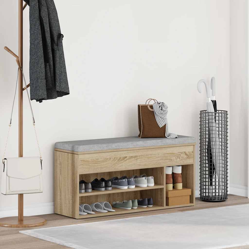 Shoe Bench 102x30,5x45 cm Engineered Wood Sonoma oak