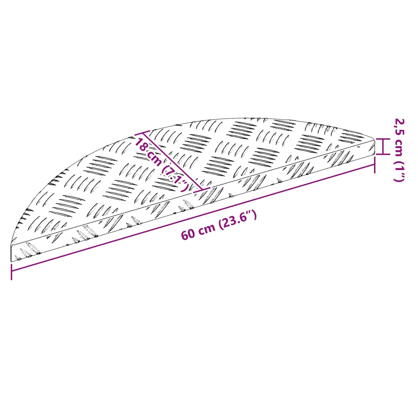 vidaXL Stair Tread 10 pcs 60 x 18 x 2.5 cm Silver Aluminium Crescent 5