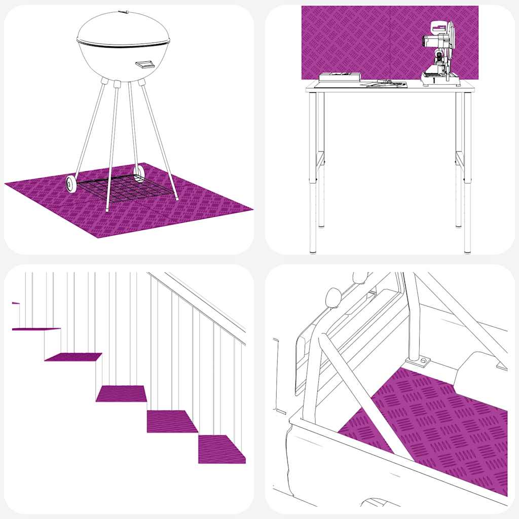 vidaXL Stair Tread 4 pcs 80 x 50 cm Silver Aluminium Rectangular 6