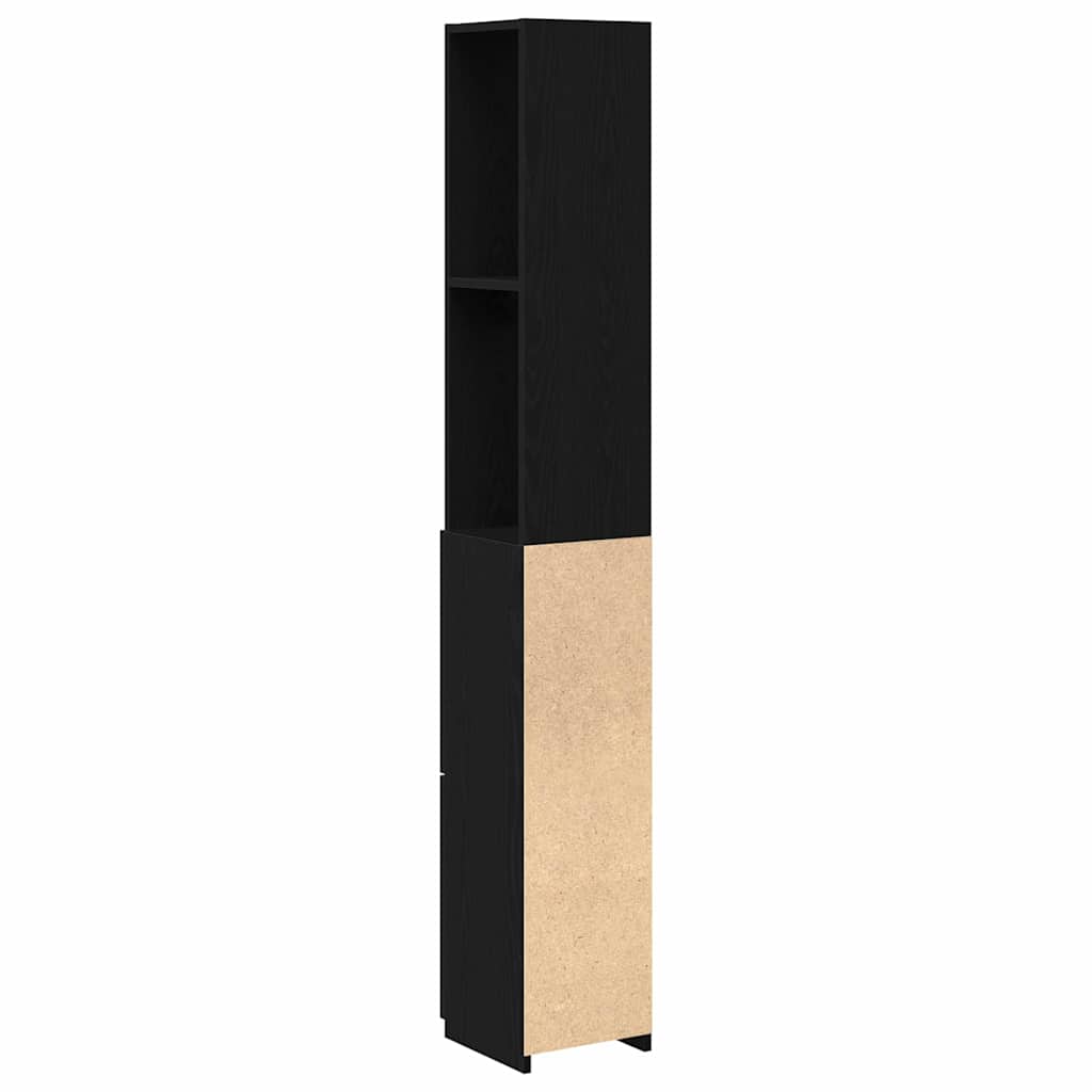 vidaXL Bathroom Cabinet Black Oak 25 x 25 x 170 cm Engineered Wood 6