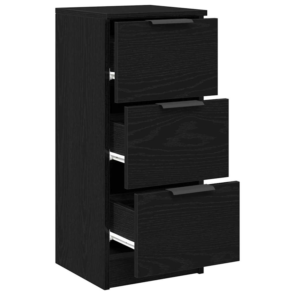 vidaXL Sideboard 2 pcs Black Oak 30 x 30 x 70 cm Engineered Wood 6