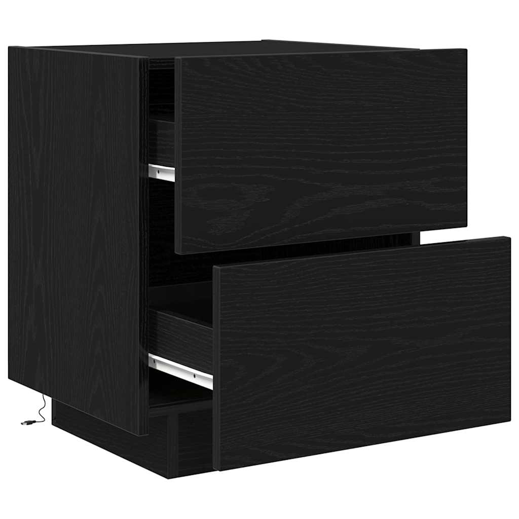 vidaXL Bedside Cabinet 2 pcs Black Oak 45 x 40 x 55 cm Engineered Wood 6