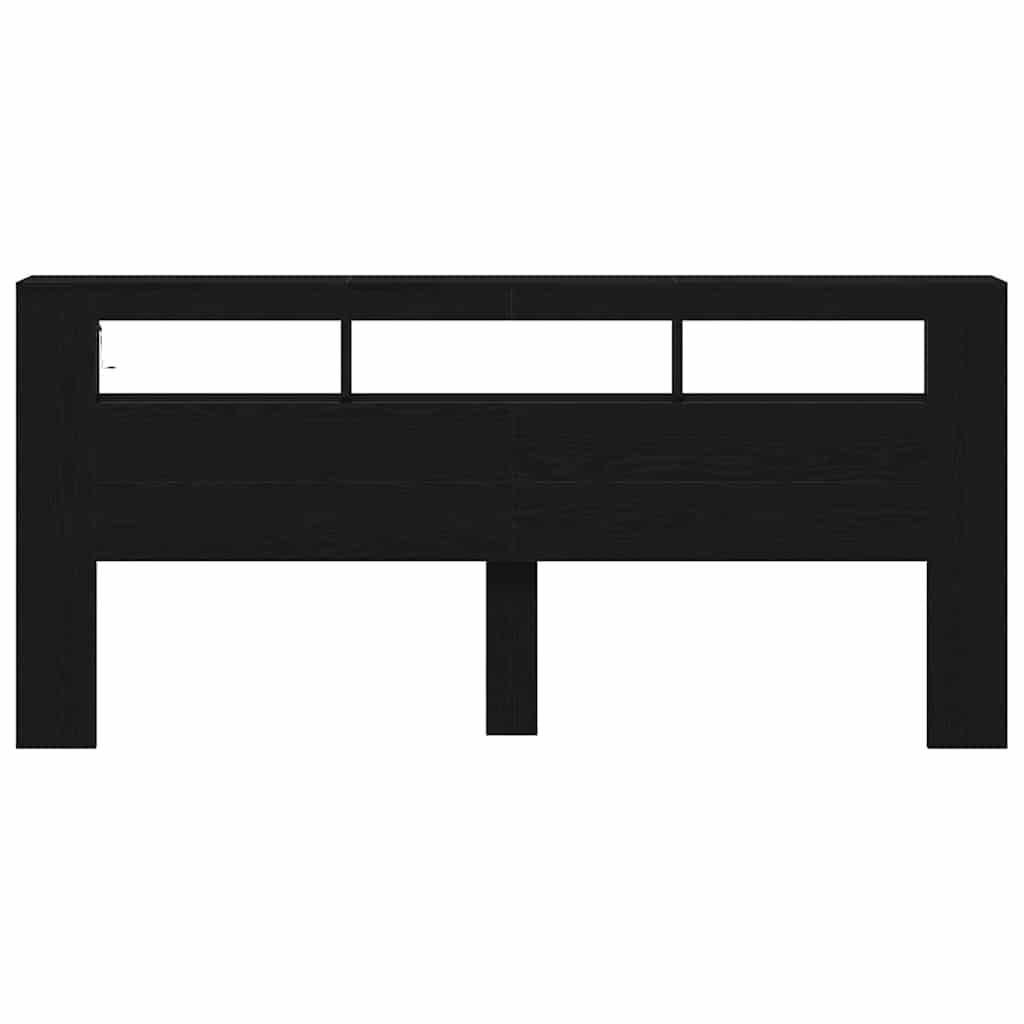 vidaXL LED Headboard Black Oak Engineered Wood 6
