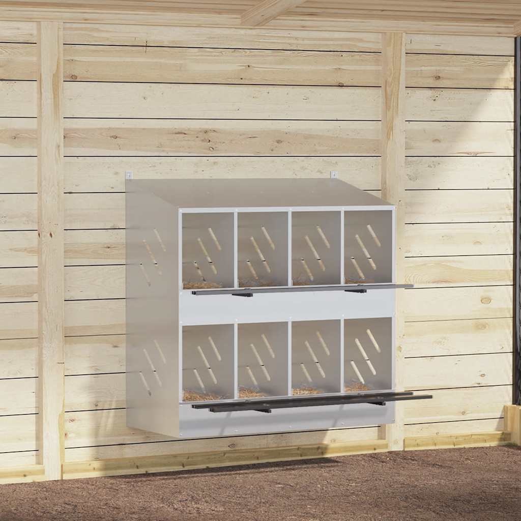 Chicken Nesting Box with 4 Compartments Metal Galvanized Silver 106.5 cm 109.5 cm 79 cm