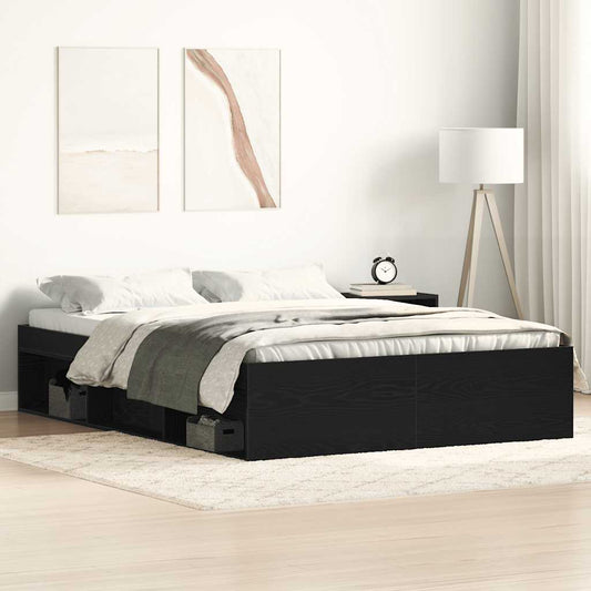 Bed Frame without Mattress 135x190 cm Double Black oak