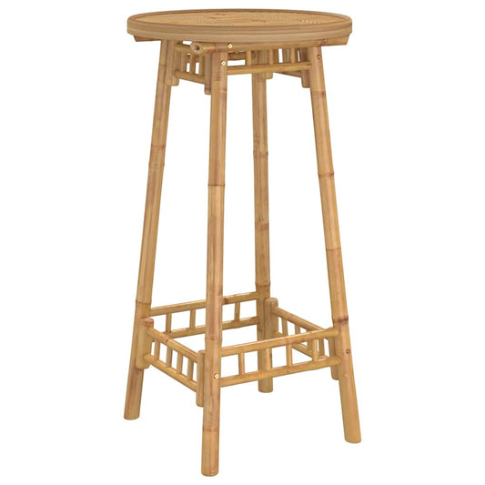 3 Piece Outdoor Bar Set Foldable Bamboo Table Round