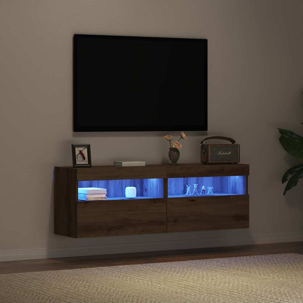 vidaXL TV Wall Cabinet 2 pcs Artisan oak Engineered Wood 6