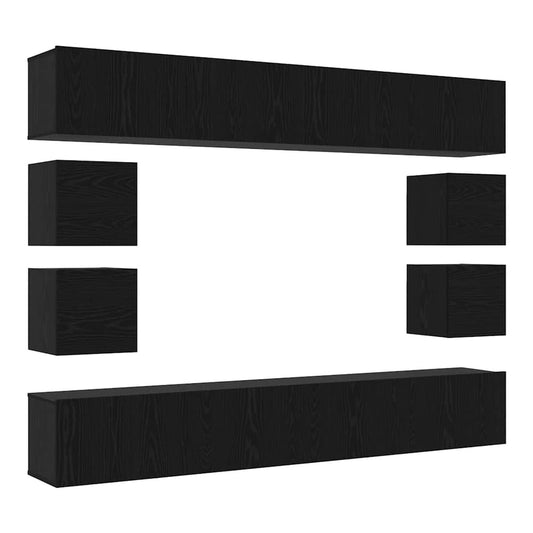 6 Piece TV Cabinet Set Engineered Wood Width 100 cm Black oak