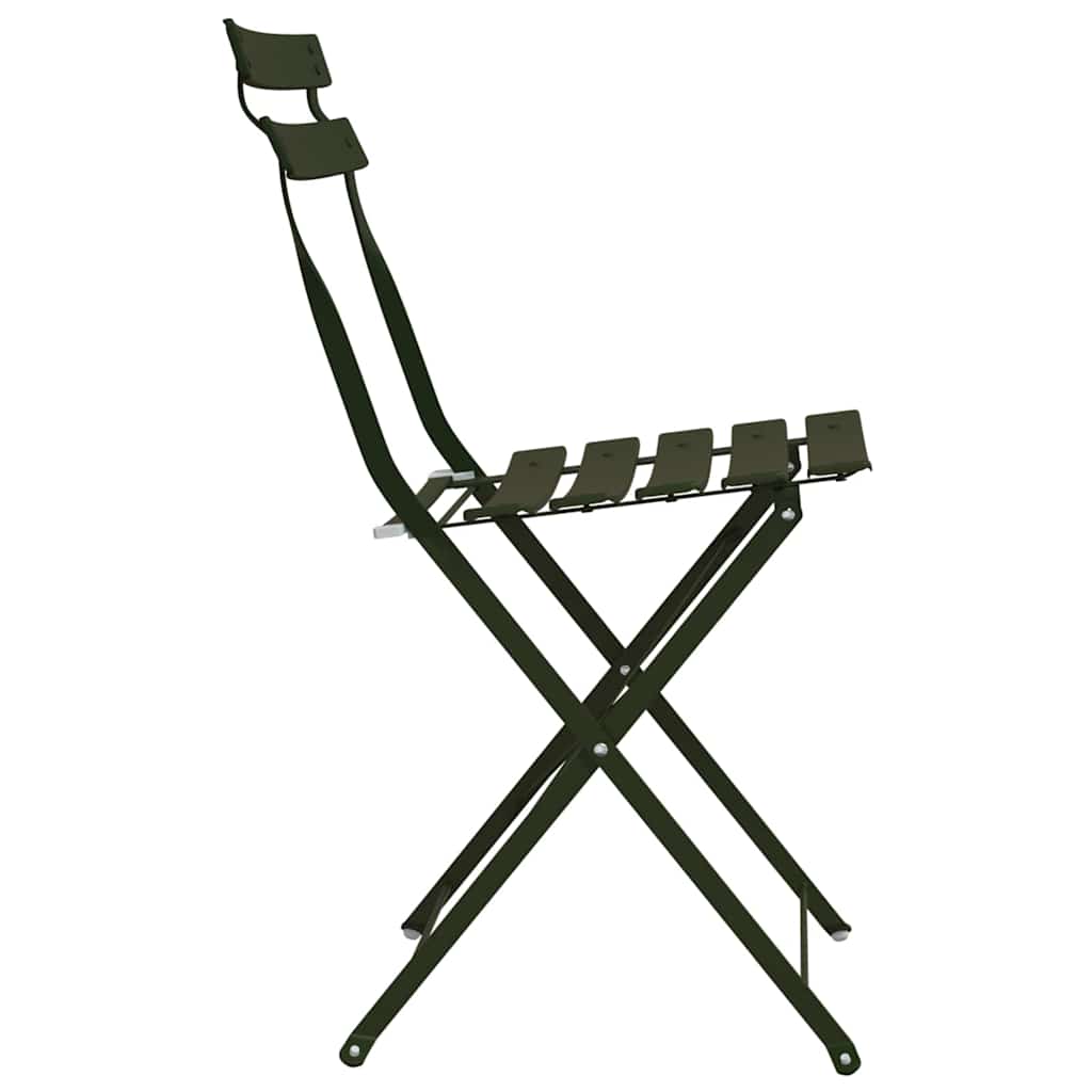 vidaXL Garden Folding Chair 2 pcs Green Metal 6