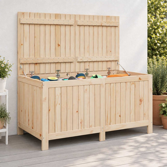 Garden Storage Box Solid Wood Pine Height 64 cm Natural pine 134 cm 68 cm