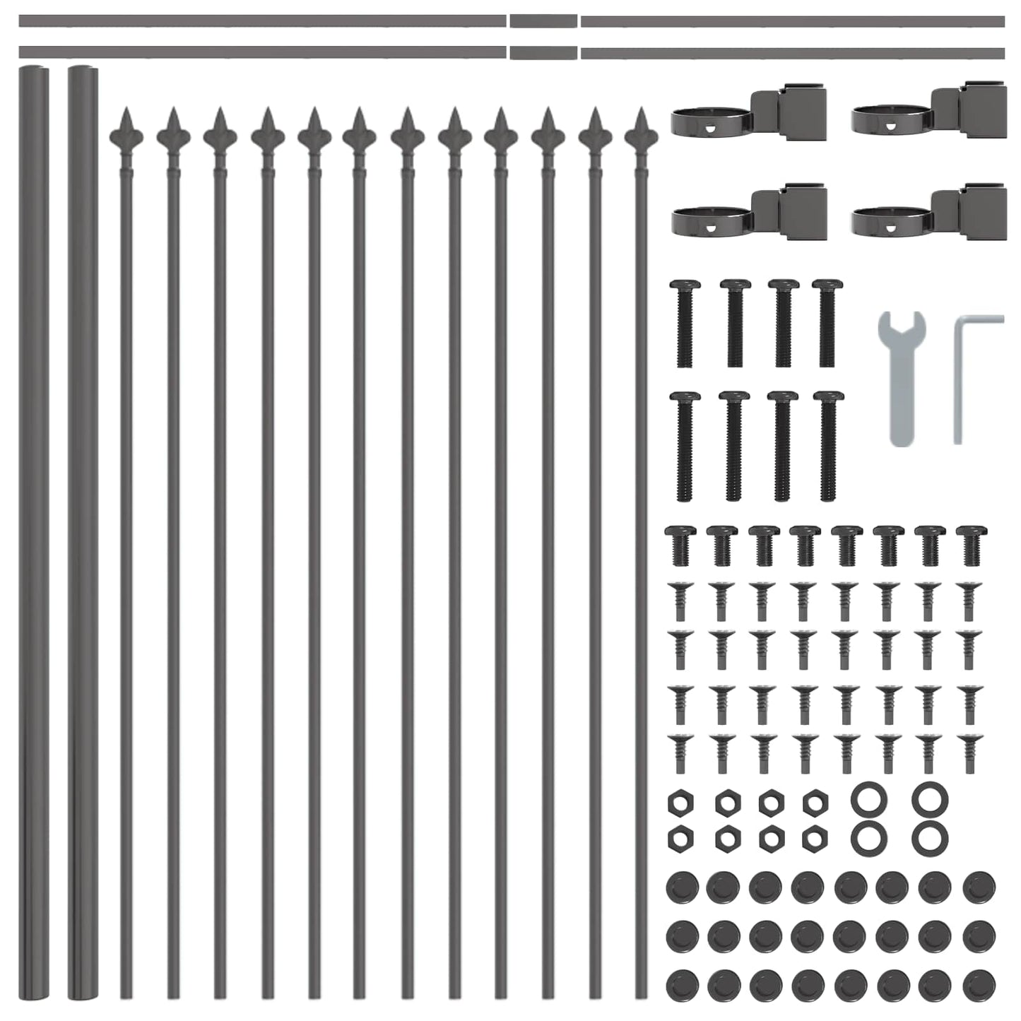 vidaXL Garden Fence WOERDEN 2 pcs 3.4 x 0.6 m Powder-coated Steel Grey 6