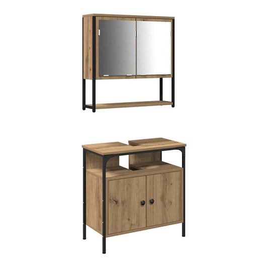 2 Piece Bathroom Furniture Set Engineered Wood Artisan oak