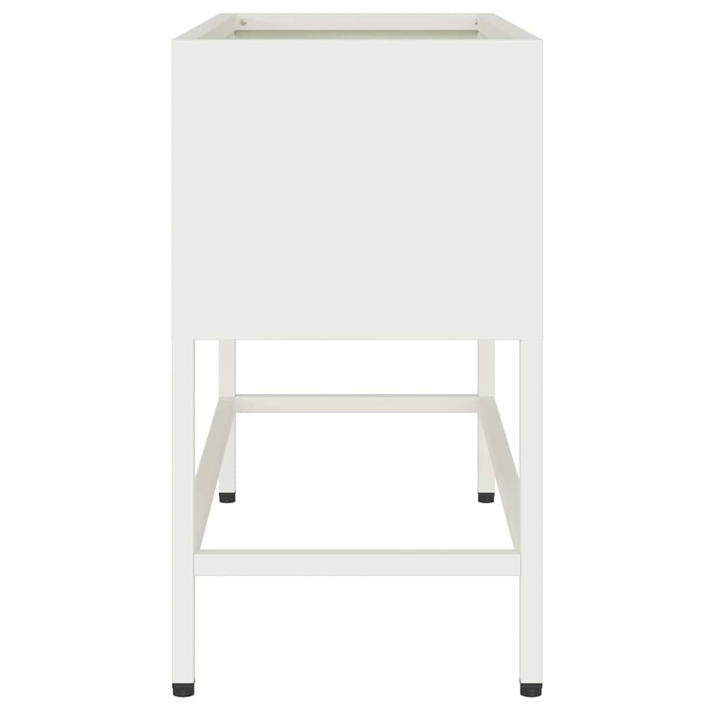 vidaXL Raised Garden Planter White 60 x 26 x 48 cm Steel 6