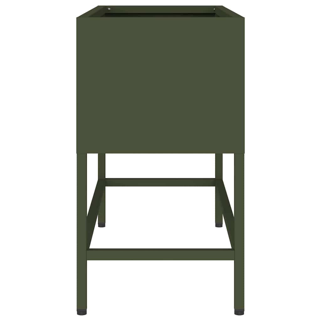 vidaXL Raised Garden Planter Olive green 60 x 26 x 45 cm Steel 6