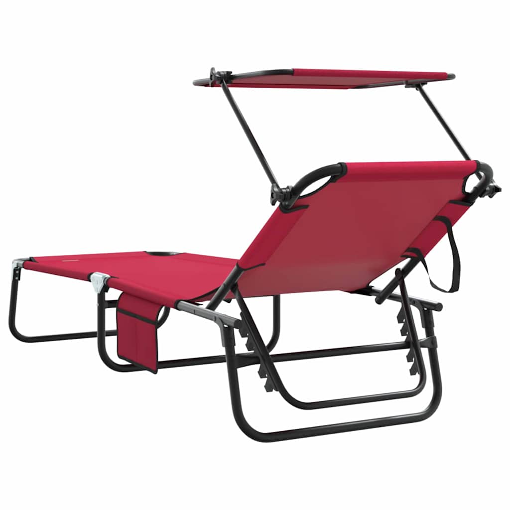 vidaXL Folding Sun Lounger Folding Red 190 x 57 x 81 cm Oxford 6