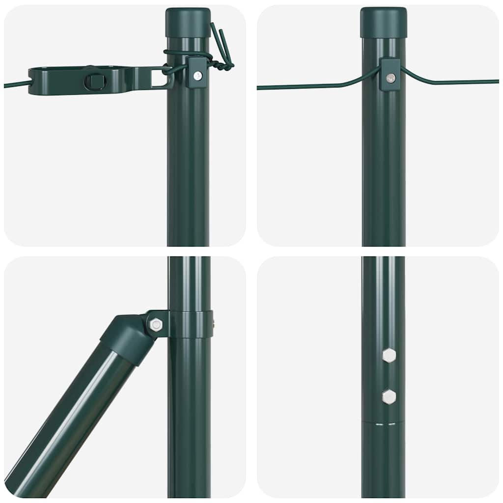 vidaXL Embedded Fence Post 13 pcs Green Powder-Coated Steel 6