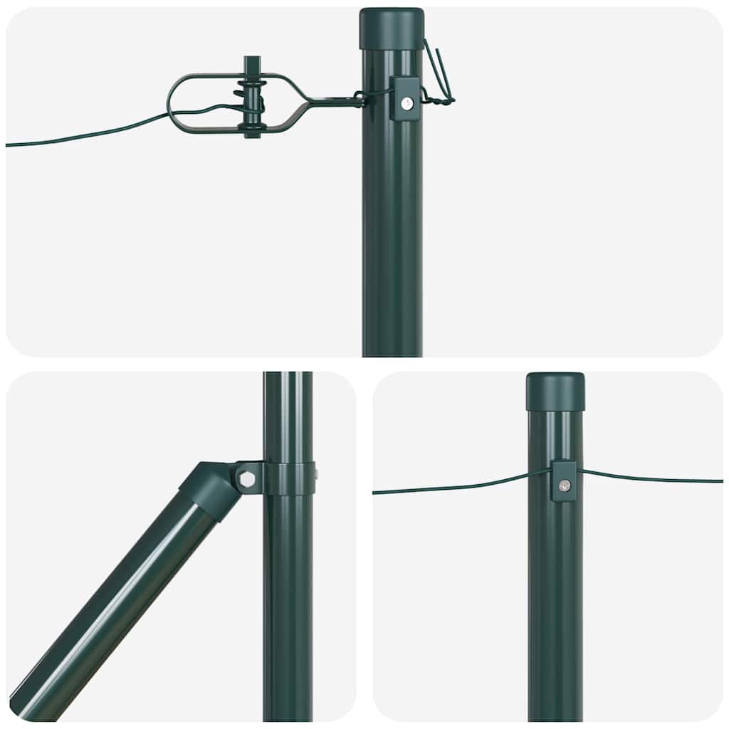 vidaXL Ground Spike Fence Post 13 pcs Green Powder-Coated Steel 6