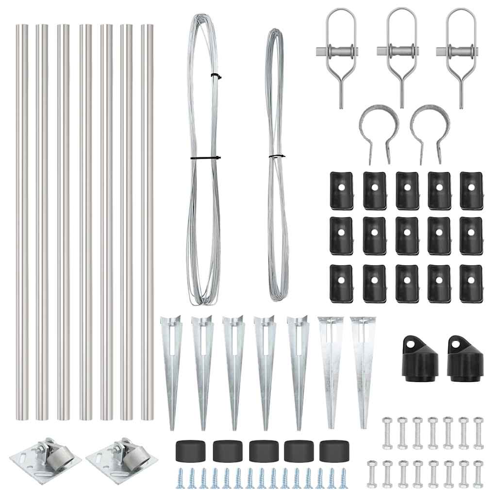 vidaXL Ground Spike Fence Post 7 pcs Silver Powder-Coated Steel 6