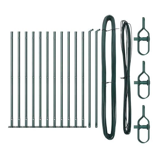 Fence Post Concrete Base Powder-Coated Steel Green
