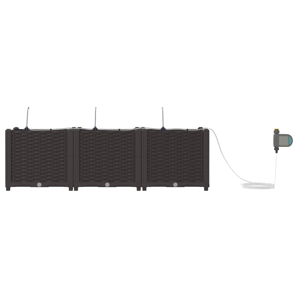 vidaXL Garden Planter 3 pcs Brown 120 x 40 x 37.5 cm PP 6