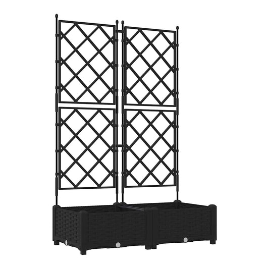 Garden Planter PP without wheel Height 125.5 cm Black 80 cm