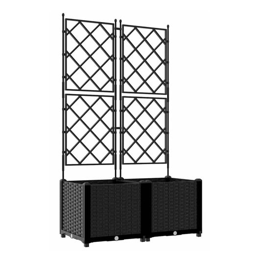 Garden Planter 2 pcs PP without wheel Height 143 cm Width 80 cm Black