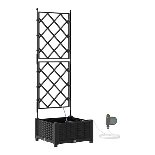 Garden Planter PP without wheel Depth 40 cm Width 40 cm Black 126 cm