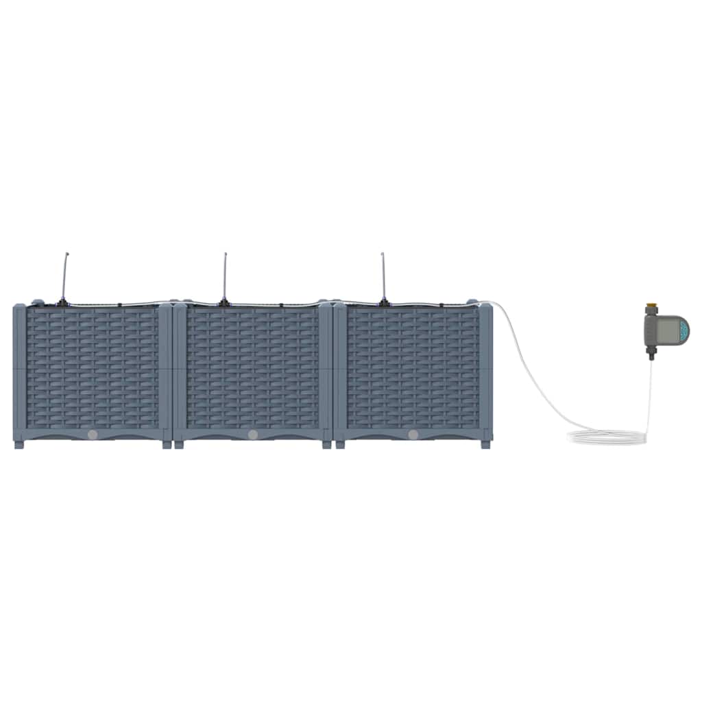 vidaXL Garden Planter 3 pcs LiGht Grey 120 x 40 x 37.5 cm PP 6