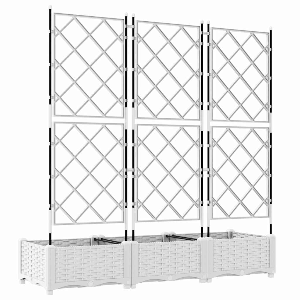 vidaXL Garden Planter 3 pcs White 120 x 40 x 125.5 cm PP 6