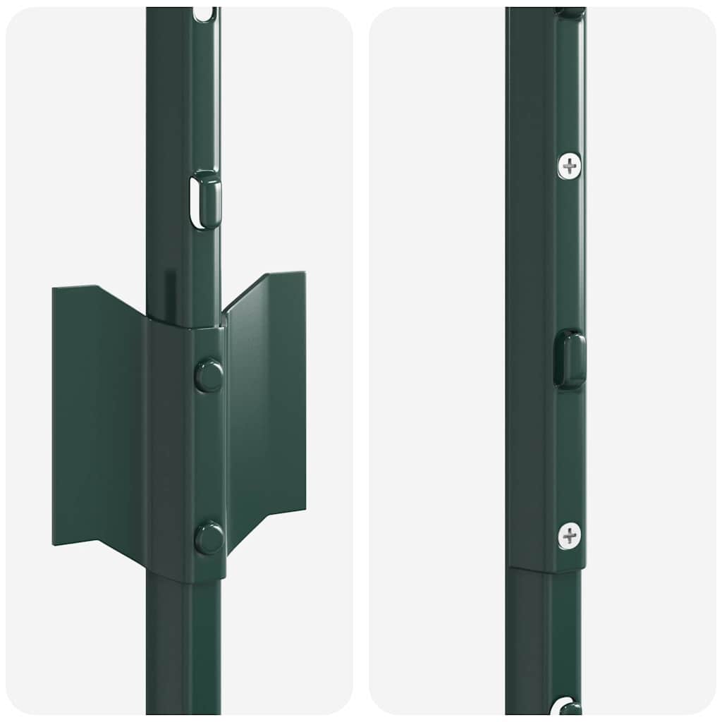 vidaXL Embedded Fence Post 11 pcs Green 200 cm Powder-Coated Steel 6