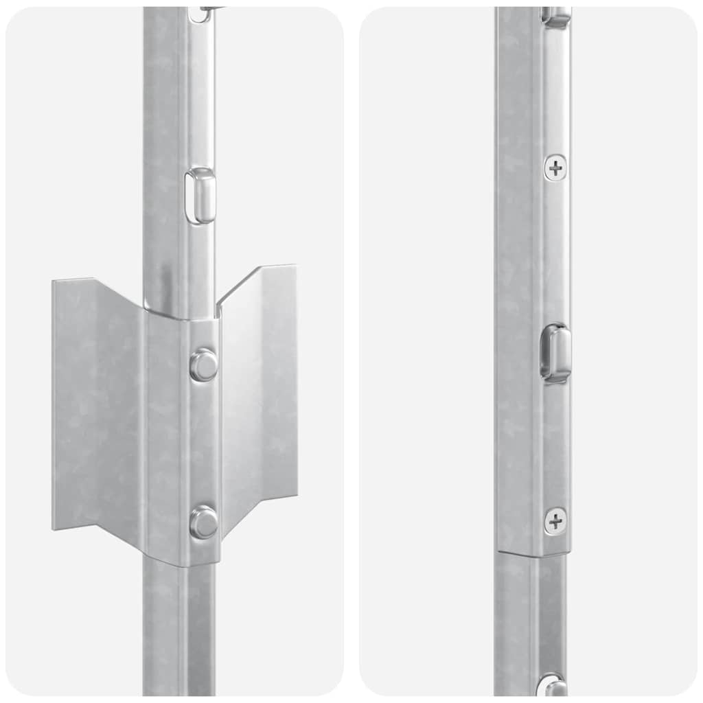 vidaXL Embedded Fence Post 11 pcs Silver 180 cm Powder-Coated Steel 6
