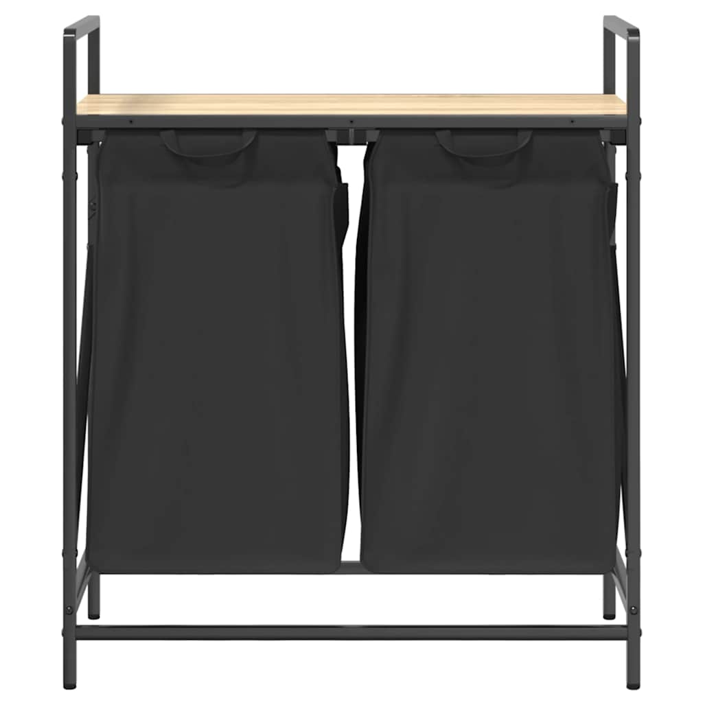 vidaXL Laundry Basket 2 Compartments with Shelf Sonoma Oak 6