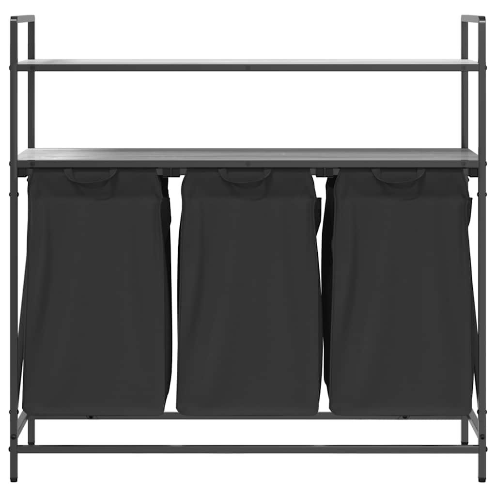 vidaXL Laundry Basket 3 Compartments with Shelves Grey Sonoma 6