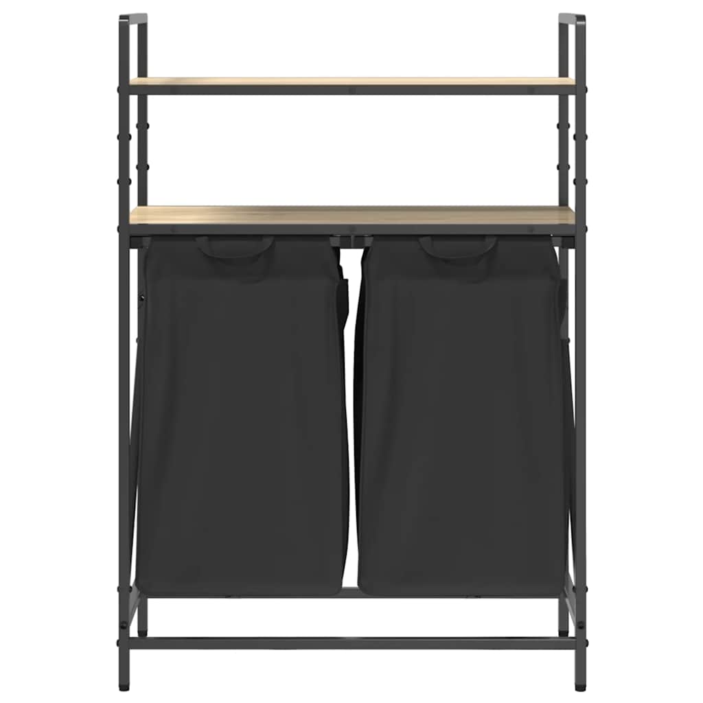 vidaXL Laundry Basket 2 Compartments with Shelves Sonoma Oak 6
