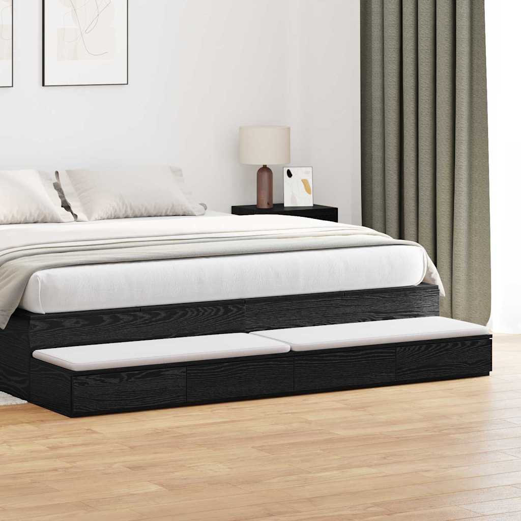 vidaXL Bed Drawers Engineered Wood Black Oak