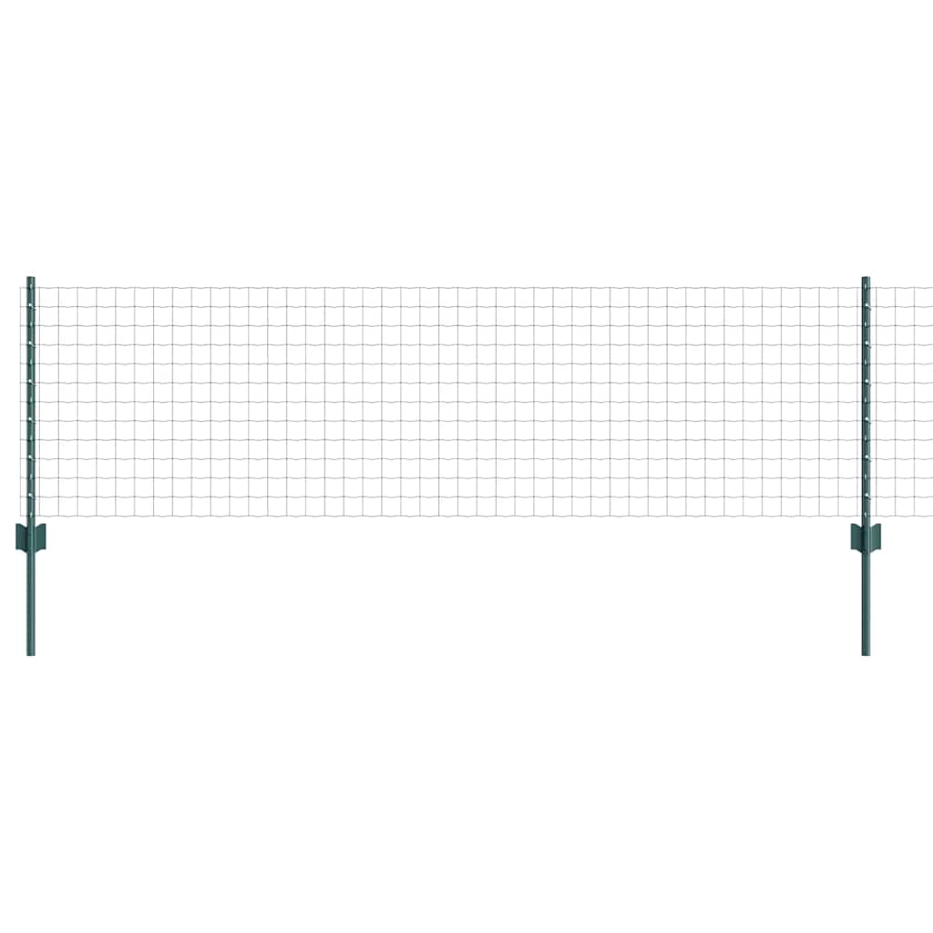 vidaXL Euro Fence with Post 10 x 0.6 m PVC-Coated Steel Green Mesh 6