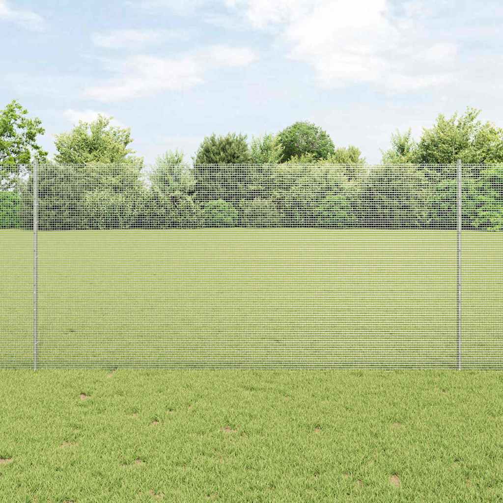 vidaXL Welded Wire Fence with Posts 10 x 1 m Silver Galvanised Steel 10 x 0.5 m – 10 x 1.2 m