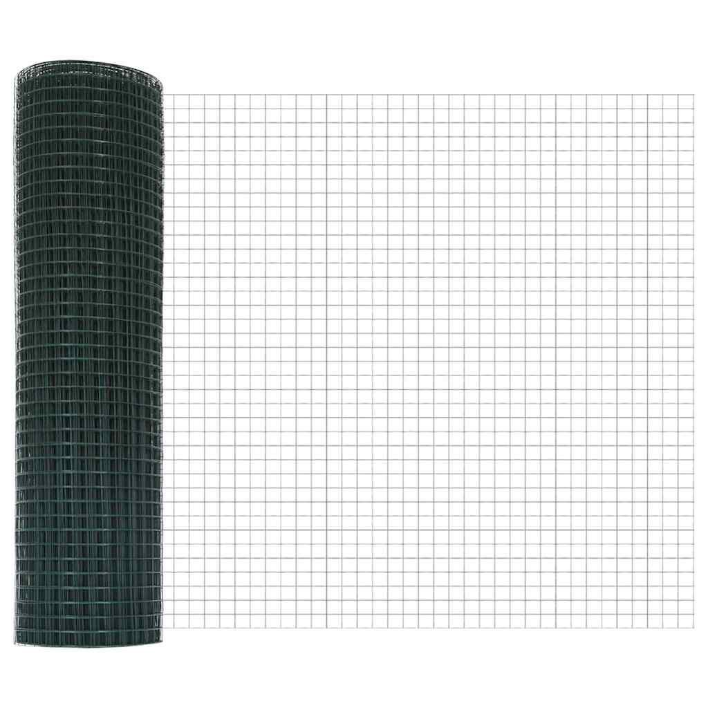 vidaXL Welded Wire Fence with Posts 25 x 0.6 m PVC-Coated Steel Green 6