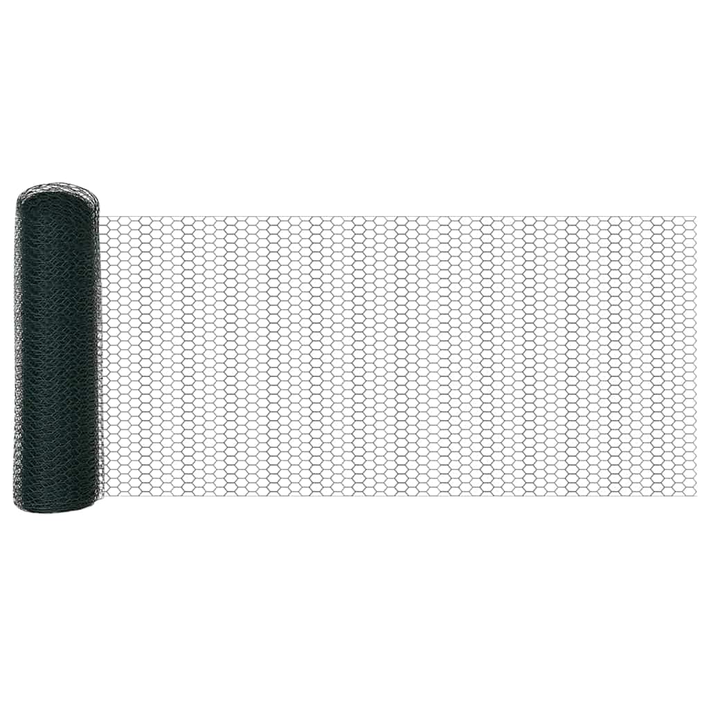 vidaXL Hexagonal Fence with Post 10 x 0.8 m PVC-Coated Steel Green 6