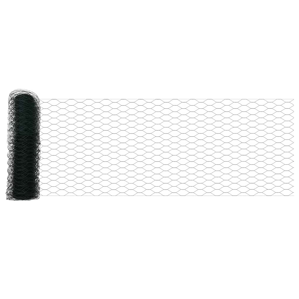 vidaXL Hexagonal Fence with Post 10 x 0.8 m PVC-Coated Steel Green 6