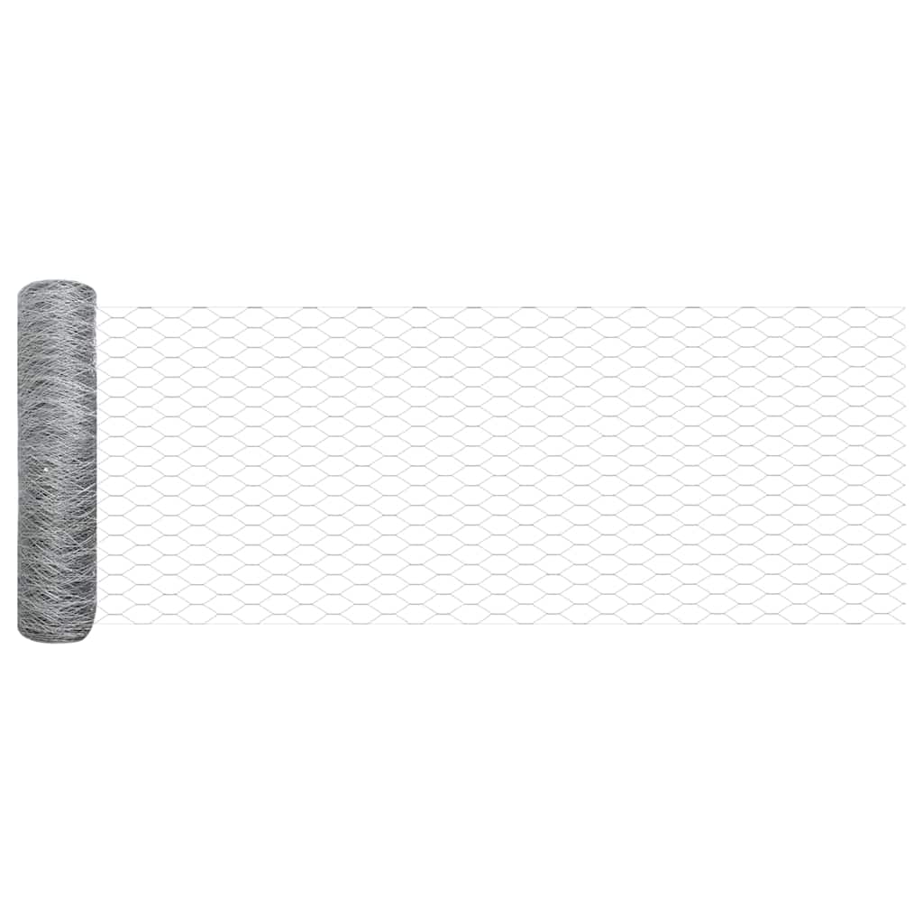 vidaXL Hexagonal Fence with Post 10 x 0.8 m Galvanised Steel Silver 6